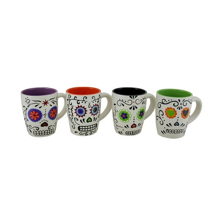 Set Of 4 Colorful Day The Dead Sugar Skull Ceramic Coffee Mugs Set Of 4 Colorful Day The Dead Sugar Skull Ceramic Coffee Mugs