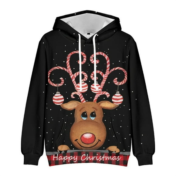 NLLSHGJ Men Hoodies Graphic Fishing Men's Autumn and Winter Christmas Printed Sweatshirt Long Sleeve Pocket Long Sleeve Hoodie Sweatshirt Tops Sweatshirt Mens Graphic