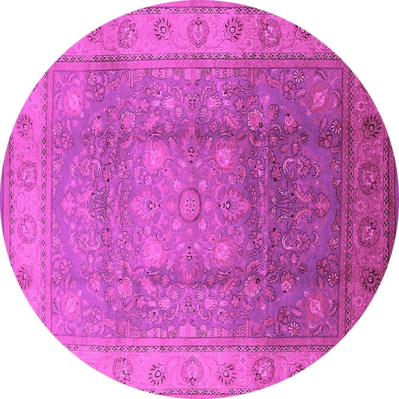 Ahgly Company Indoor Round Oriental Pink Traditional Area Rugs, 8' Round