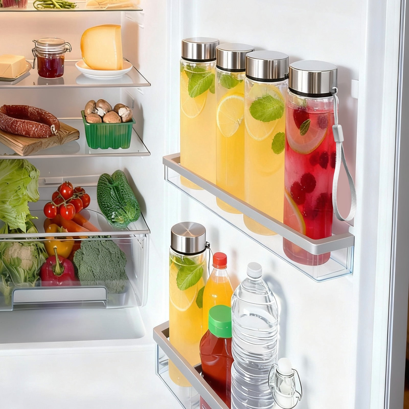 Koomade 2-Pack 18oz Clear Plastic Tumblers with Strap, Leak-Proof