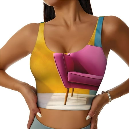 Matuu Bright Pink Chair for Women s Sports Bra - Soft  Comfortable and Breathable Sports Vest for Yoga  Fitness  and Dance-Large