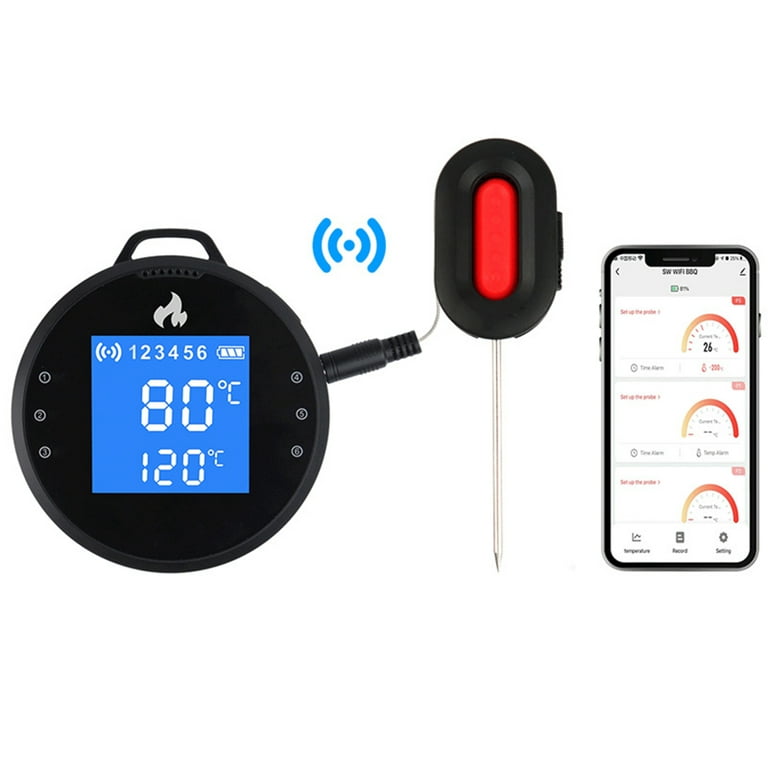 MOUMOUTEN 2Probes Thermometer, Digital Display Wire-Free Remote Cooking  Food Alarm Timer Real Meat for Smoker Oven Grill BBQ Wireless Thermometer