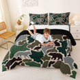 thumbnail image 3 of Manfei Cute Rabbit Full Size Comforter Sets,Rustic Camo Print Bedding Comforter Set,Green,Black Reversible,3pcs,1 Comforter and 2 Pillowcases, 3 of 7