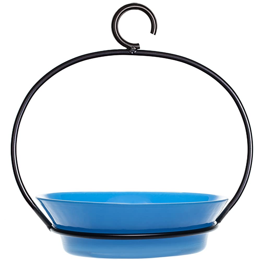 Mosaic Birds Recycled Glass & Metal Cuban Hanging Bird Bath Bowl - Bird Feeders for Outdoors - Lawn Décor - Bluebird