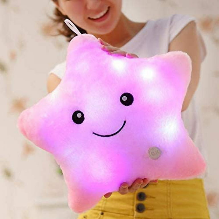 Manfiter Glowing Twinkle Star Shaped Plush Pillow LED Luminous
