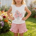 thumbnail image 2 of HAYIMI Girls Summer Outfit Sets Floral Print Tops And Shorts Two Piece Cute Casual Playwear For Toddler Kids Easy to Mix Match, 2 of 9