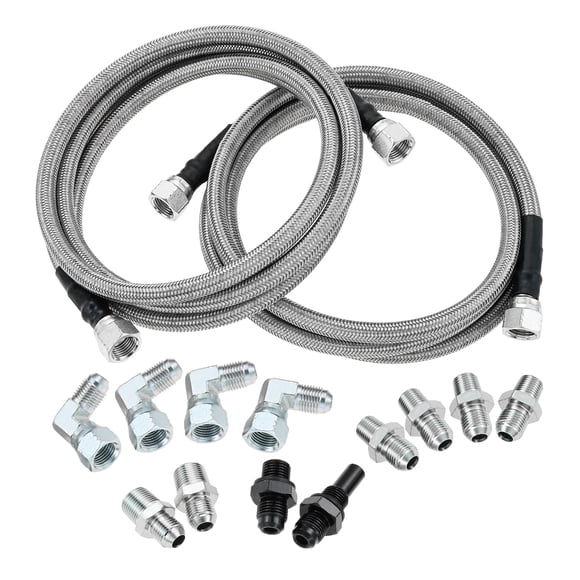 SURIEEN 6AN 70" Transmission Fluid Oil Cooler Hose Line Kit, SS Braided PTFE Transmission Lines Compatible with GM Chevy Ford Turbo 4L60E 4