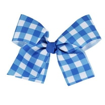 Motique Accessories Plaid Hair Bow Hair Clip 6 inch Checkered Bow (Royal Blue)