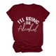 thumbnail image 1 of Gibobby Camisetas Mujer Baratas Manga Corta Camiseta manga corta para mujer con letras y estampado informal en la parte superior para mujer(Vino,CH), 1 of 5
