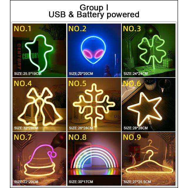 81 Styles LED USB Neon Sign Light Wall Hanging Neon Sign Hanging Lamp Fruit Shaped Tree Deer for Party Christmas Gift Room Home