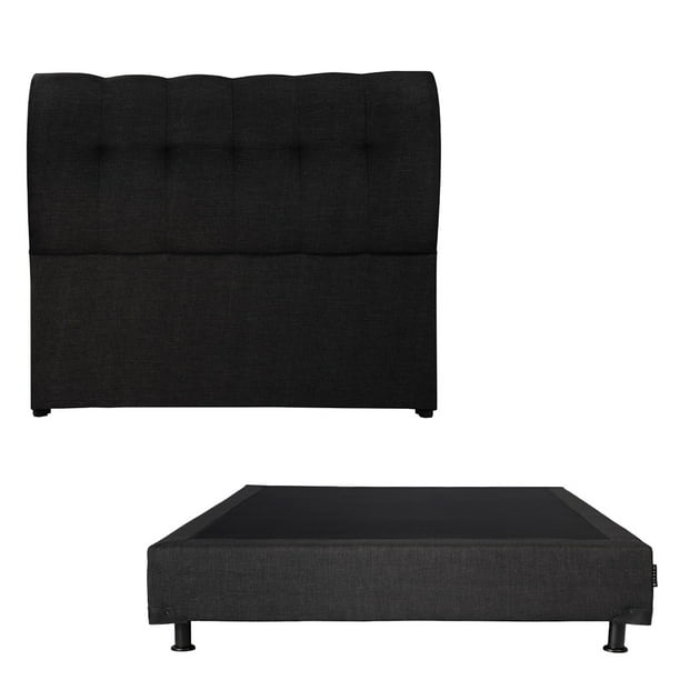 Box Base Cama Matrimonial + Cabecera Nube Negro