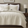 thumbnail image 6 of WDCOZY Beige 100% Cotton Quilt Set Queen Size, Textured Lightweight Soft Bedspread with 2 Pillow Shams, Breathable All Season Comforter Bedding, 6 of 10