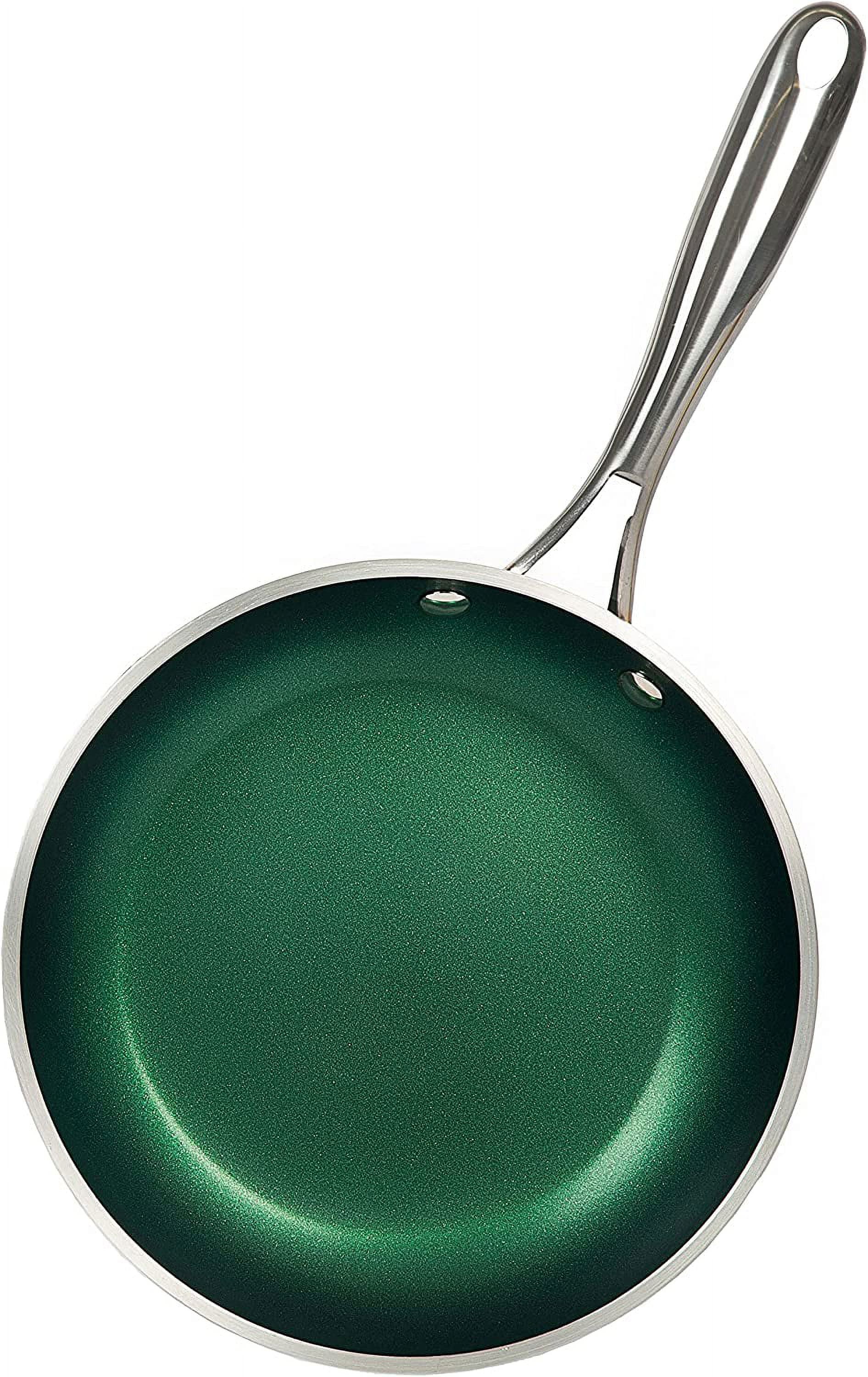 Greendi YMX8324 Nonstick Frying Pan Non Stick Skillet with Glass Lid 10-Inch Round Aluminum Saute Pan for Gas, Electric and