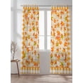 thumbnail image 2 of Thanksgiving Sheer Curtains 96 inches Long, Orange Maple Leaf Farm Wood Orange Plaid Light Filtering Sheer Window Curtains Rod Pocket Voile Drapes for Bedroom Living Room, 52"W x 96"L 2 Panels, 2 of 7