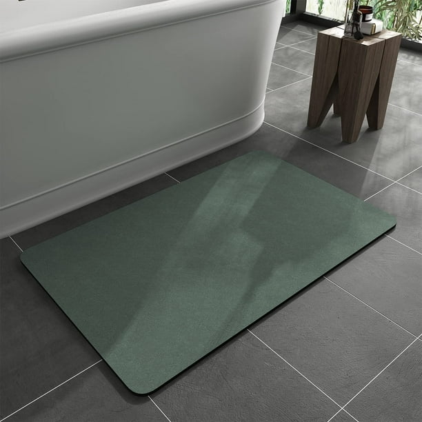 Alfombra de baño MontVoo con respaldo de goma, antideslizante, de secado rápido, color verde