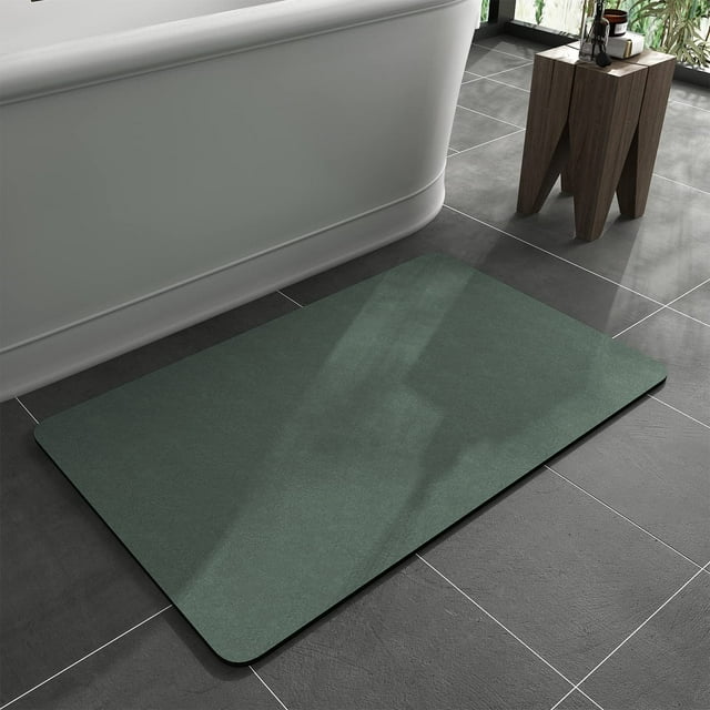 Alfombra de baño MontVoo con respaldo de goma, antideslizante, de secado rápido, color verde