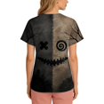 thumbnail image 6 of LNZGNM Halloween Womens Scrub Top V Neck Pocket Short Sleeve Printed Festive Print Wrinkle Free Easy Care Stretch Nurse Work Hospital,Khaki(XXL), 6 of 6
