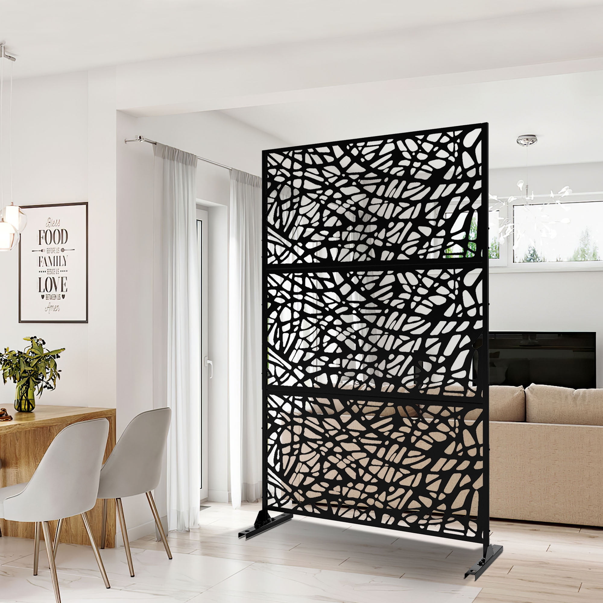 Pexfix 76 In H X 472 In W Black Metal Outdoor Privacy Screen Web