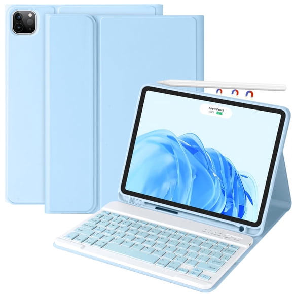 Funda con teclado AMZCase para iPad Air de 11 pulgadas, color azul