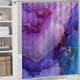 thumbnail image 5 of 4Pcs Purple Marble Wavy Shower Curtain Sets with Rugs, Toilet Lid Cover and Bath Mat, Abstract Moire Art Deco Bathroom Shower Curtains Set with 12 Hooks, 5 of 8