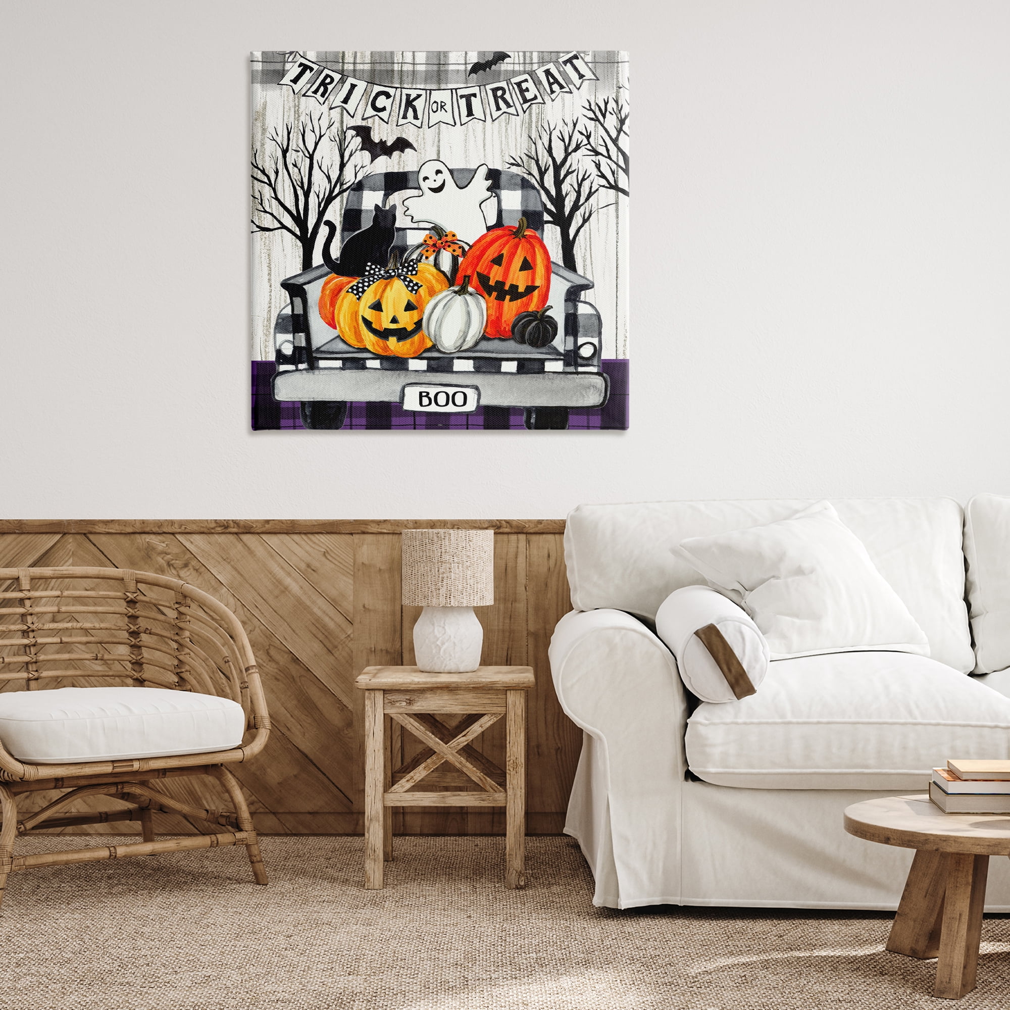 Stupell Industries Halloween Filled Truck Holiday Painting Wrapped Canvas Art Print Wall Art, 36 x 36