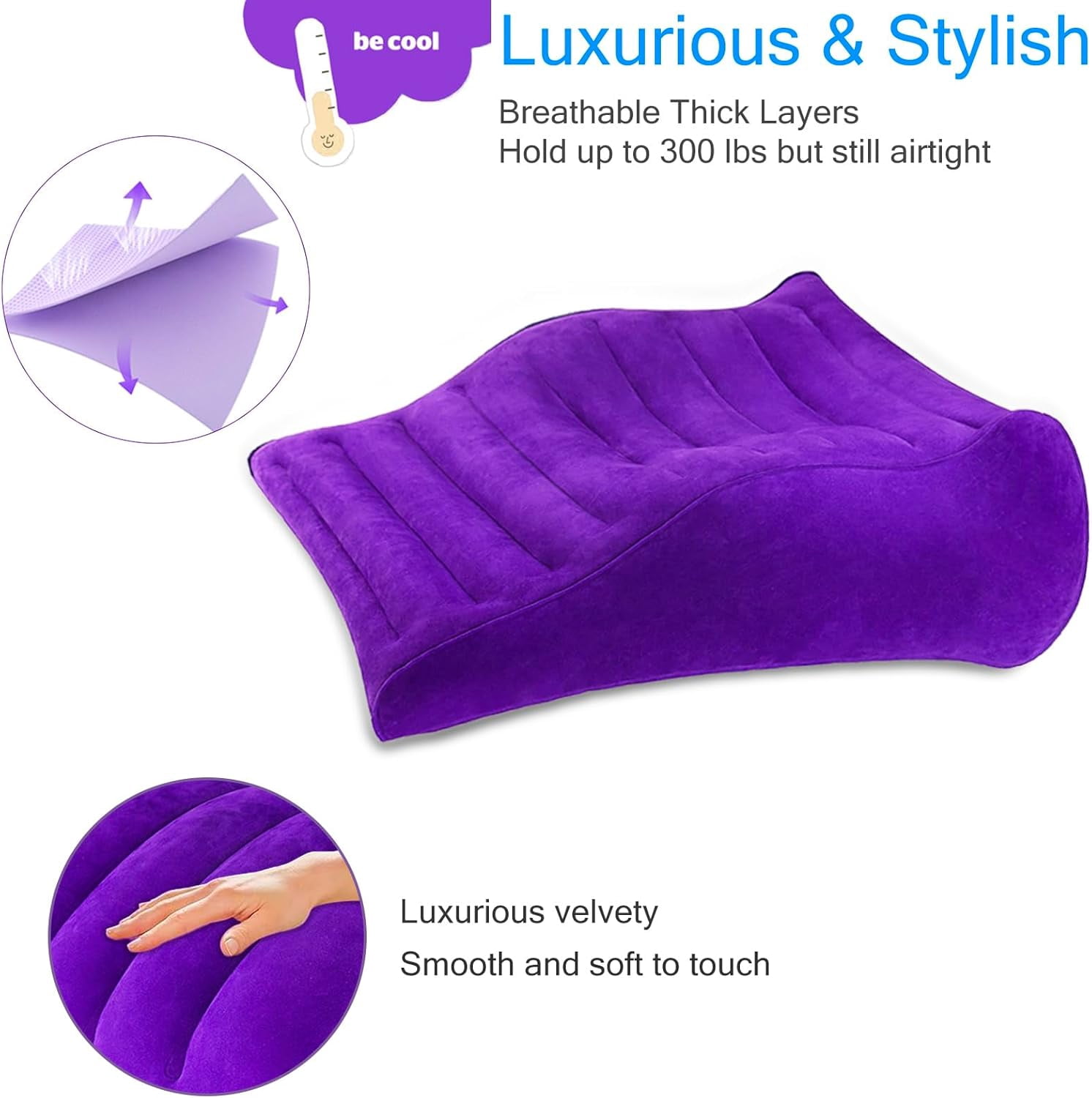 Bed Reading Pillow with S-Curve, Gaming Pillow for Working Crocheting, Ergonomic Bed Wedge Pillow for Sleeping, Inflatable Backrest Pillows for Sitting in Bed, Laptop Pillow for Lap, Couch, Sofa