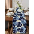 thumbnail image 4 of Blue Palm Leaves Table Runner 72 Inches, Farmhouse Summer Beige Tropical Plants Bed Runner Dresser Scarves Tabletop for Indoor Outdoor Parties/Ceremony/Banquet, 13" x 72", 4 of 8