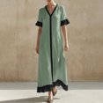thumbnail image 2 of YuXingFu Boho Dresses for Women Maxi V-Neck Plus Size Womens Dress 1/4 Sleeve Solid Color Long Casual Summer Green XL, 2 of 7
