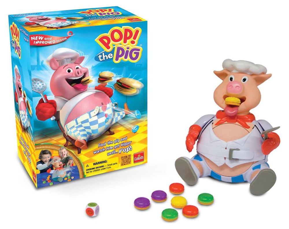 (2 pack) Goliath Pop the Pig Children's Game - Belly-Busting Fun, Feed Him Burgers, His Belly Grows - image 4 of 7