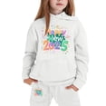 thumbnail image 2 of LUOGENLI Outfits Girls Jumpsuits Formal 2025 New Year Printing Children's Middle and Large Children's Long Sleeved Letter Print Hooded Top Sweater Pants Set Rompers for Girls 10-12 White 12-13 Years, 2 of 4