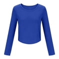 thumbnail image 5 of Vinsonshop Womens Gym Tops Long Sleeve Workout Shirts Athletic Activewear Crew Neck Side Twist Hem Loose Fit Yoga Running T-shirts Lightweight Breathable Exercise Tees Blue XXL, 5 of 6