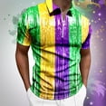 thumbnail image 4 of Afdoent Men's Polo Shirts Male Raglan Sleeve Button Lapel Print Festive Celebration Top Breathable, 4 of 5