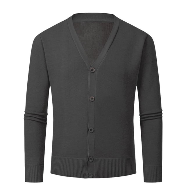 pstuiky camisas de hombre de manga larga, Suéter de punto de color liso con bolsillos abotonados y cuello en V para hombre camisetas de hombre xl