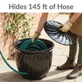thumbnail image 4 of Sunnydaze 19.5" Metal Decorative Garden Hose Holder Pot with Lid, Black Glaze, 4 of 12