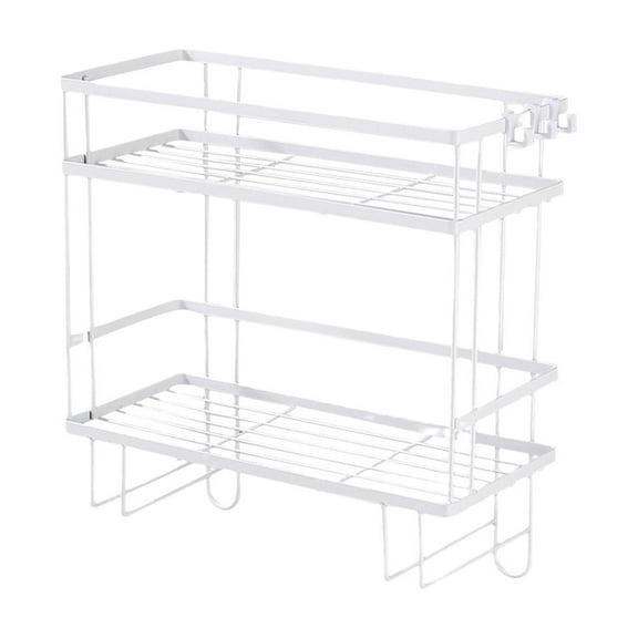 dajkiuy Over The Toilet Storage Shelf, 2-Tier Bathroom Storage Organizer Upgrade Punch-Free Toliet Storage Shelf, Home Storage Rack with Hooks Shelf,White