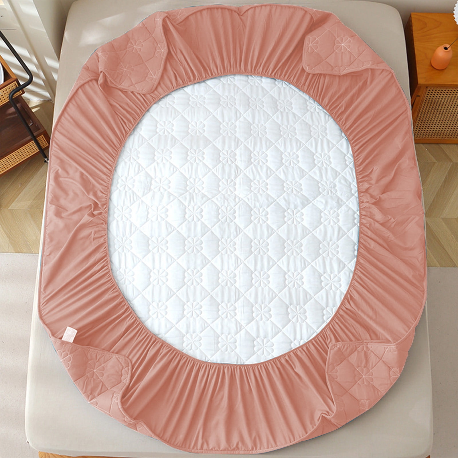 Shrysg Cotton Quilted Fitted Sheet - Protective Bed Mattress Cover - Non-Slip for Skin Care - Deep Pocket Fitted Sheet - Universal Fit for Mattresses（47.24x78.74x11.81in）