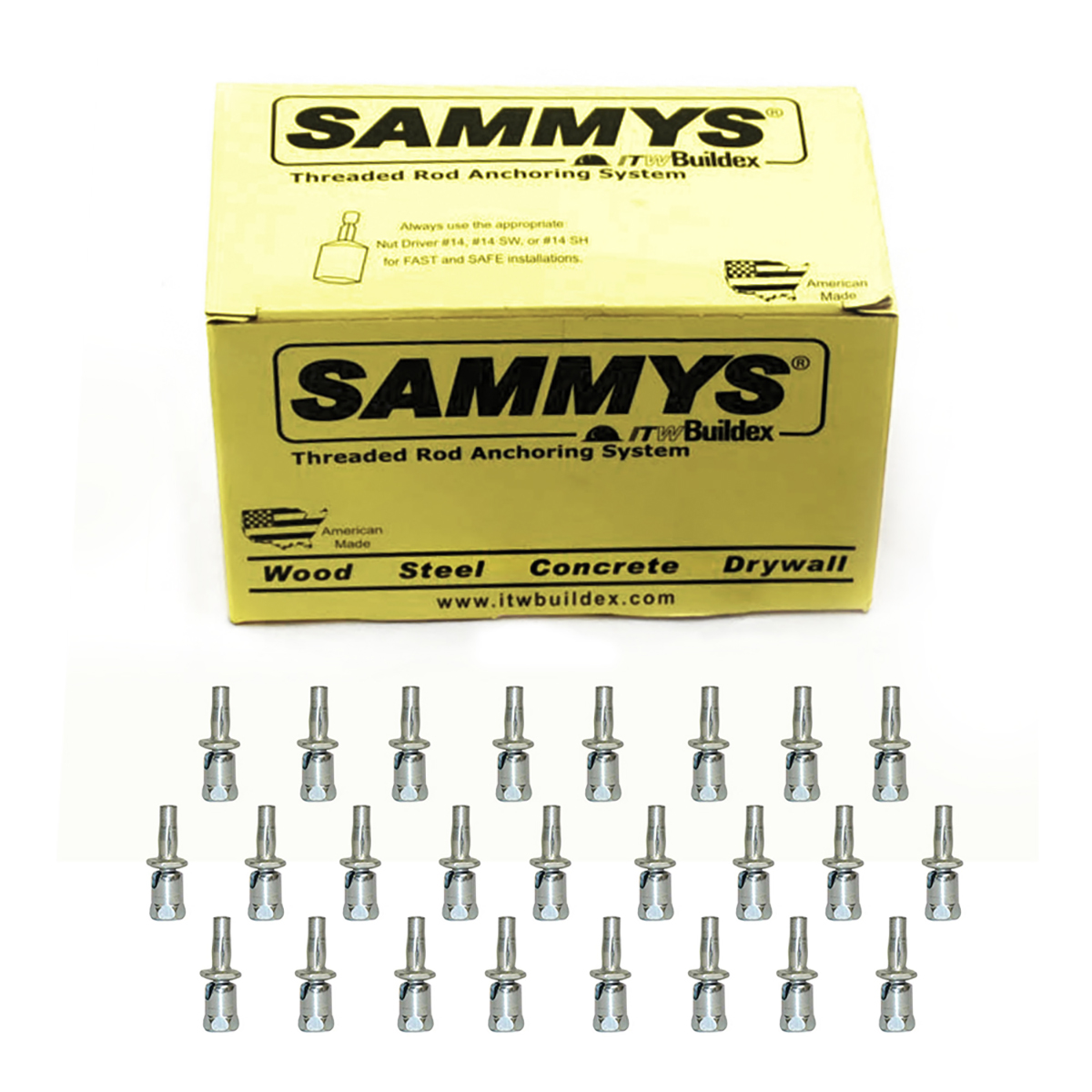 Sammys X-press Rod Anchor Super Screw, Swivel Head with 3/8 in. Threaded Rod Fitting, for Metal Deck (Pkg.=25)