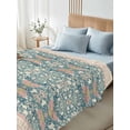 thumbnail image 4 of Teal Pink Geometric King Size Flat Sheet, Wrinkleproof & Fadeproof Cooling Flat Bed Sheet Only, Vintage Floral Watercolor Boho Breathable Soft Bedding Top Sheets 105 x 98 Inches, 4 of 8