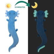 48 inch Giant Axolotl Plush Huge Stuffed Animal, Big Blue Axolotl Glow in The Dark Fluorescent Plushies, Jumbo Salamander Body Pillow Gifts for Kids Adults, Birthday