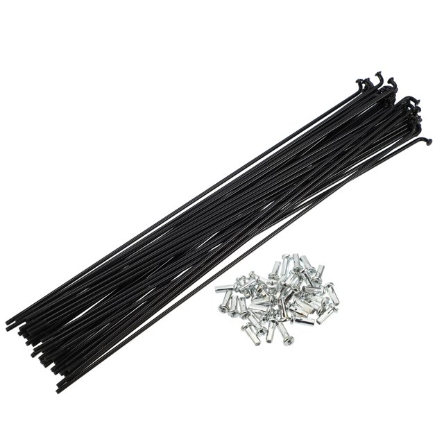 Unique Bargains 40 radios 14G J Bend 218 mm x 2 mm con cabecillas para bicicleta acero negro