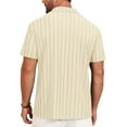 thumbnail image 4 of Iceglad Mens Casual Button Down Shirts Short Sleeve Striped Shirts Textured Summer Beach Shirt White L, 4 of 9