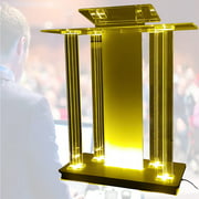 Acrylic Podium Transparent Clear LED Acrylic Pulpits MDF Podium for Rolling Podium Speeches, Opening Ceremonies, Celebrations and Other Occasions,Countertop,Easy Assembly Required
