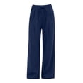 thumbnail image 5 of Maplenight Wide Leg Pants for Women Cotton Elastic Waisted Flowy Casual Trousers with Pockets Drawstring Loose Fit Palazzo Pants for Beach​, 5 of 5