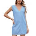 thumbnail image 2 of mfyjkho Vestidos de fiesta para mujer, Vestido sin mangas con cuello en V de color liso para mujer Vestidos largos para mujer m, 2 of 8