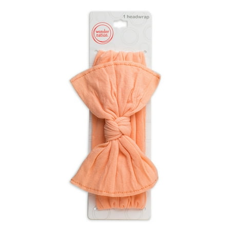 Wonder Nation Baby Girls' Peach Sorbet Bow Head Wrap