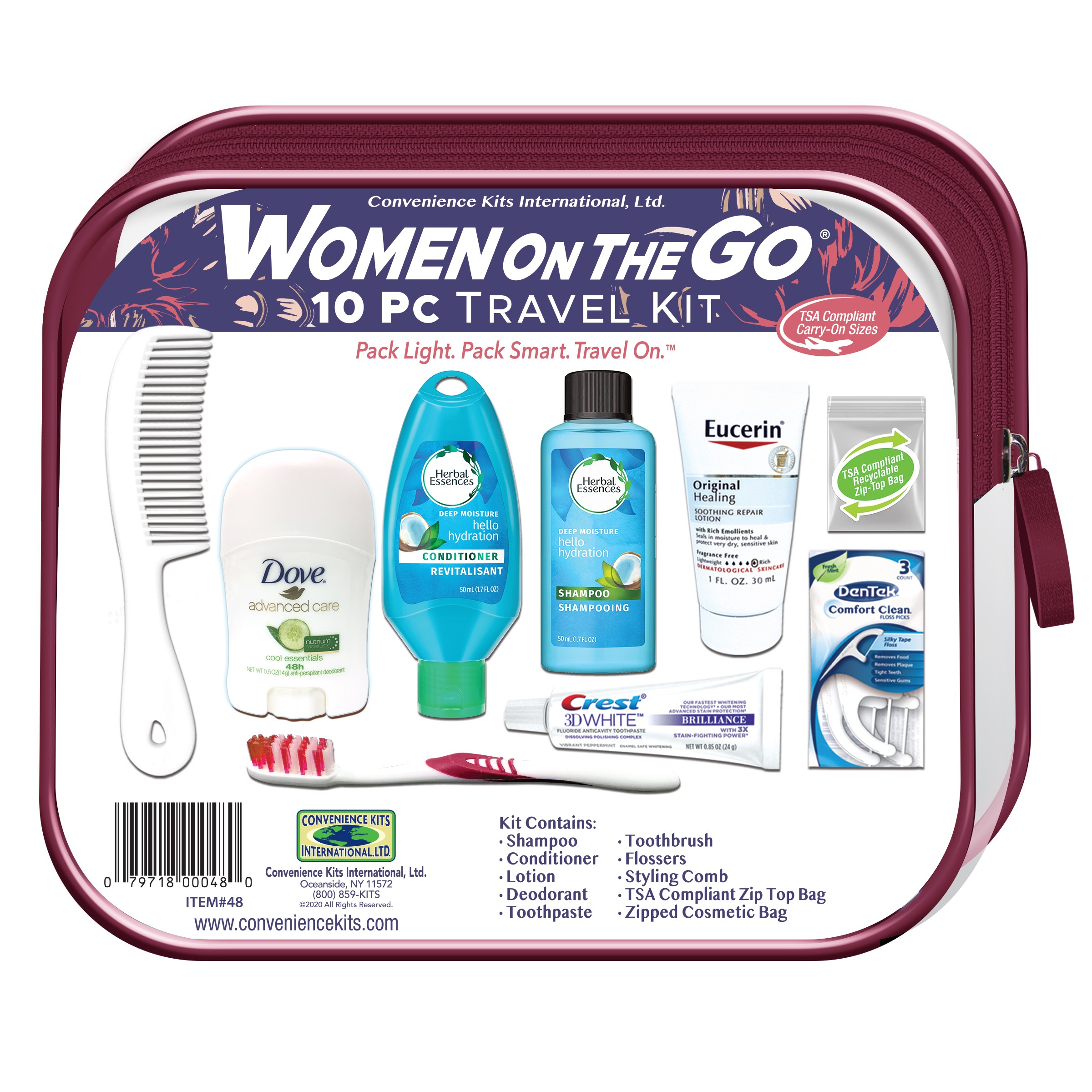 Convenience Kits International, Women's Deluxe 10 PC Travel Kit Featuring: Herbal Essences Shampoo and Conditioner - image 4 of 7