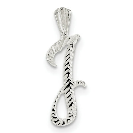 Sterling Silver Polished & Textured Letter J Chain (Best Sterling Silver Cleaner)