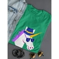 thumbnail image 3 of Hipster Unicorn Women Kelly Green T-Shirt, Female XX-Large, 3 of 4
