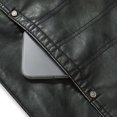 thumbnail image 6 of WIZUTIZ Men's Leather Jacket Solid Color Motorcycle Vintage Zipper Pocket Long Sleeve Hoodless PU Coat for Winter Casual Daily Outdoor Mens Fashion, 6 of 8
