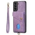 thumbnail image 5 of Nalacover for Samsung S21, Slim Case Wallet with Credit Card Holder, Back Flip Premium Leather Magnetic Clasp Kickstand Wirst Hand Strap Shockproof Cover for Samsung Galaxy S21, Purple, 5 of 7